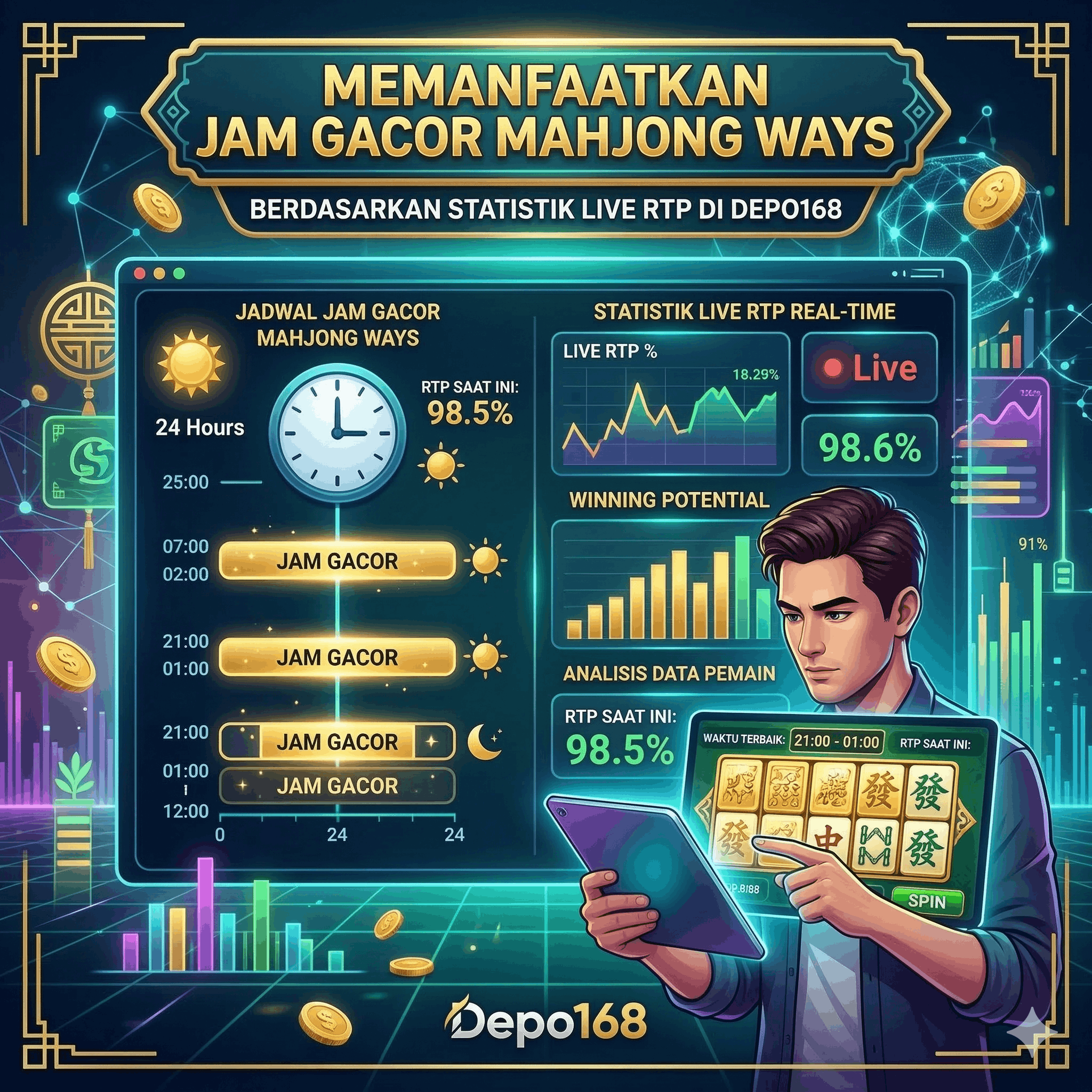 Jam Gacor Mahjong Ways & Statistik Live RTP di Depo168